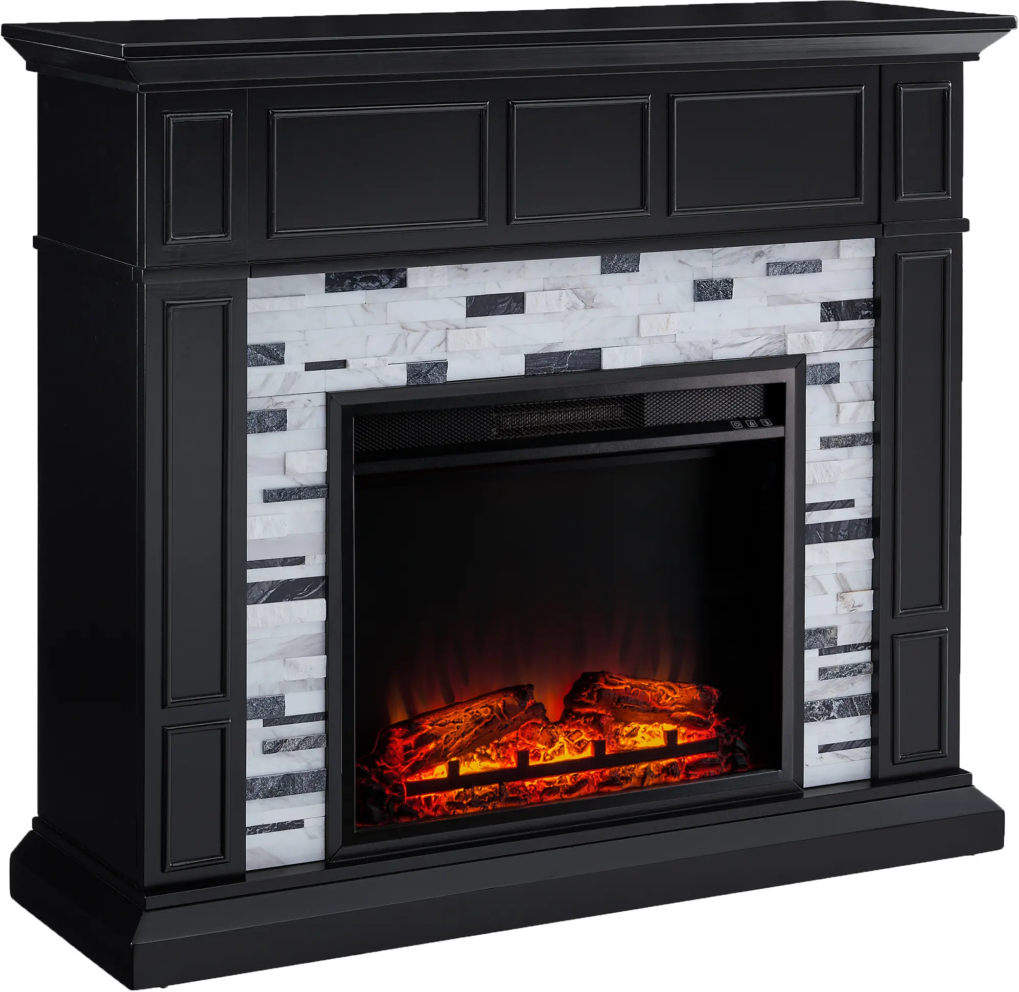 FP1080859 Drovling Black & Marble Electric Fireplace-1