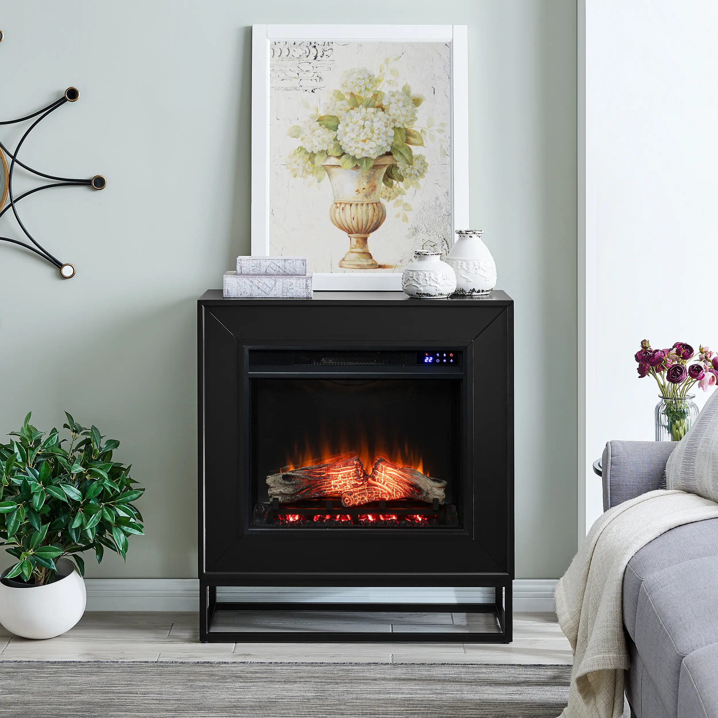 FR1063059 Frescan Black Touch Screen Electric Fireplace-2