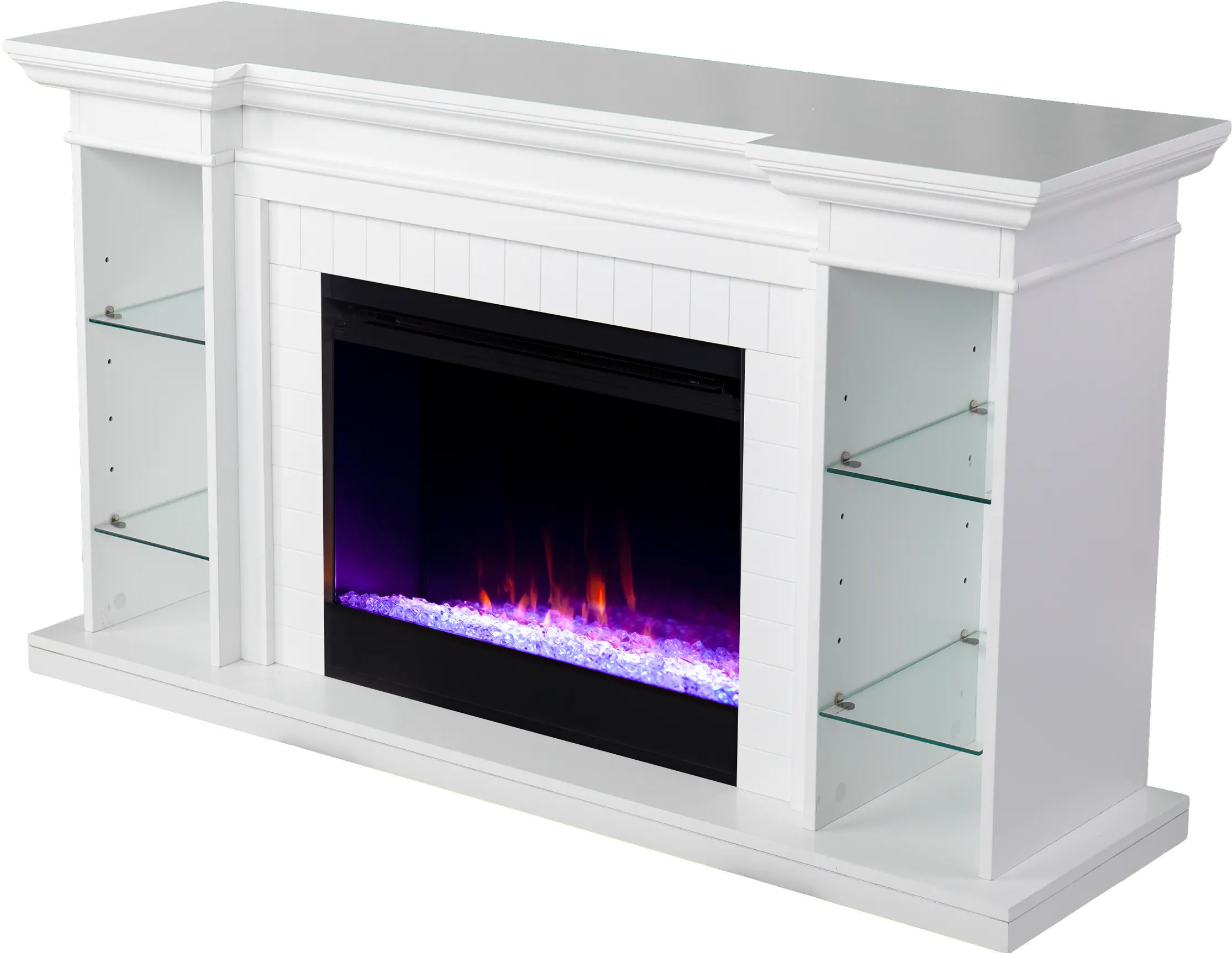 FC1154759 Henstinger White Color Changing Fireplace Bookcase Mantel-1