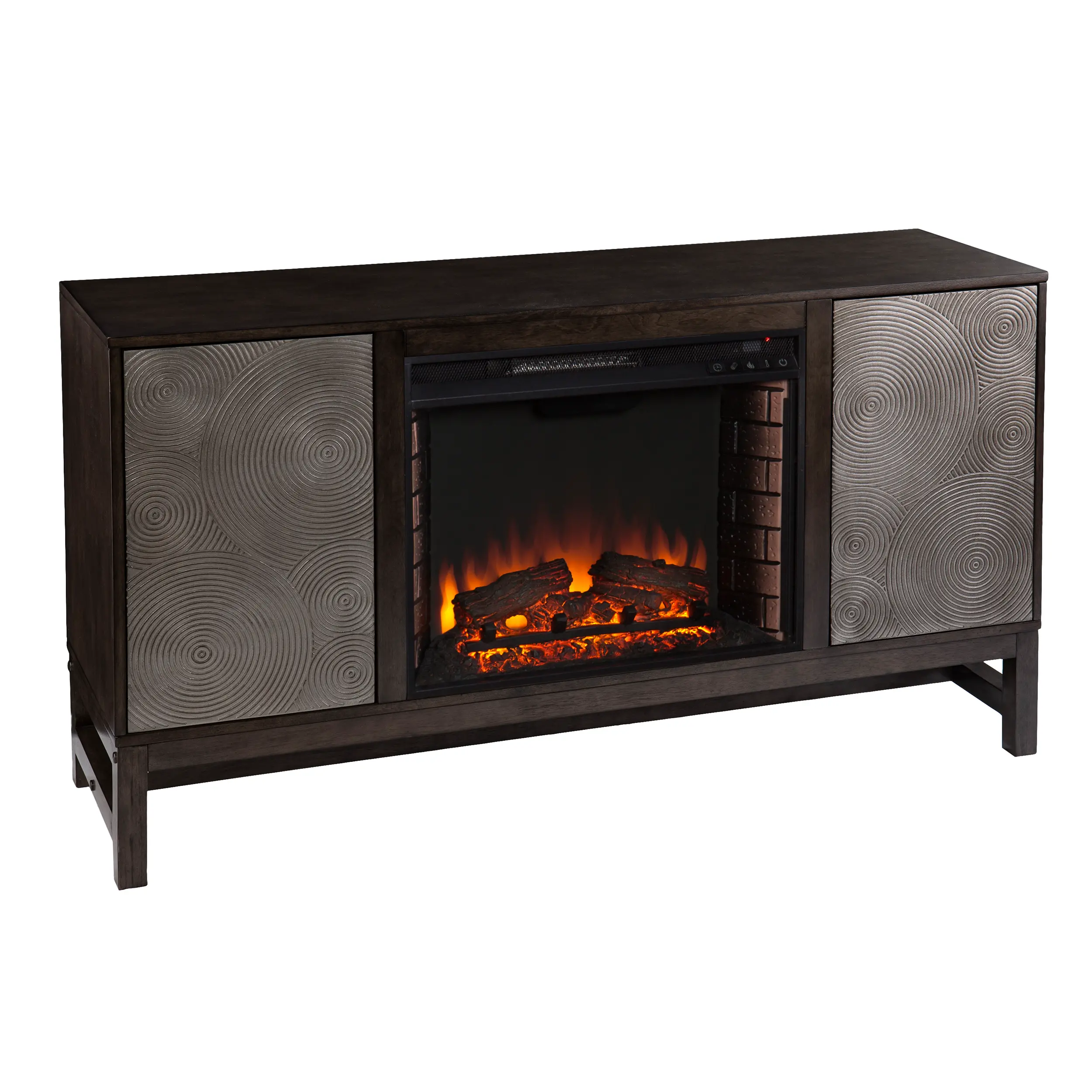 FE1137256 Lannington Brown and Silver Electric Fireplace Mantel-1