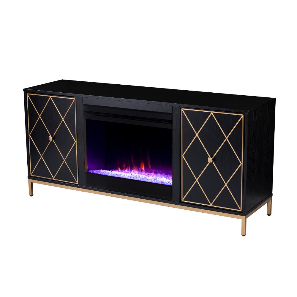 Marradi Black & Gold Color Changing Fireplace TV Stand