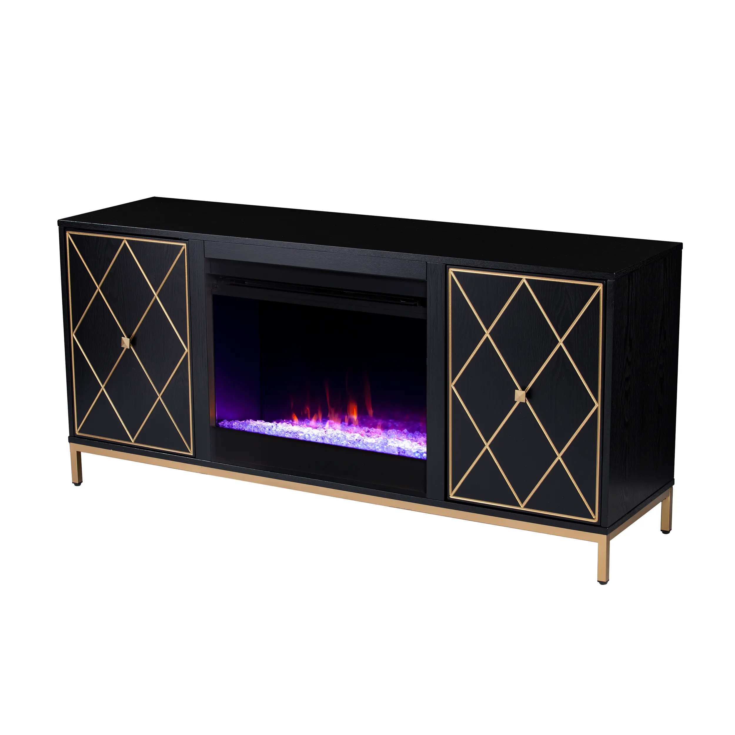 FC1111956 Marradi Black and Gold Fireplace TV Stand-1
