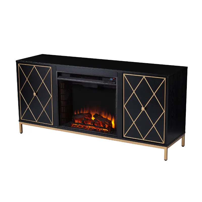 Marradi Black & Gold Electric Fireplace TV Stand