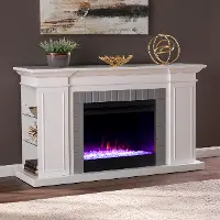 FC1154359 Rylana White Color Changing Fireplace Bookcase Mantel