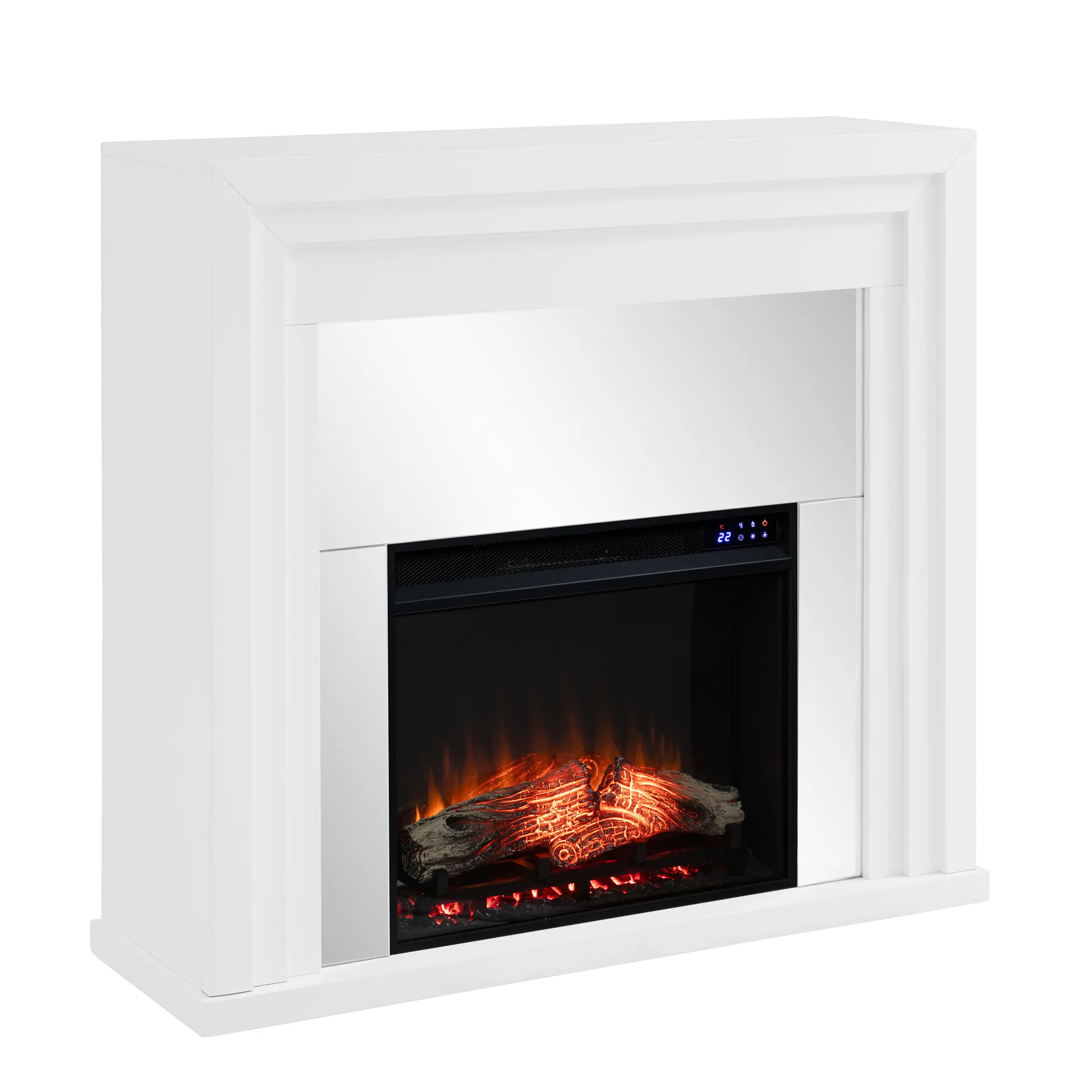 FR1009659 Stadderly White Mirrored Touch Screen Electric Fireplace-1