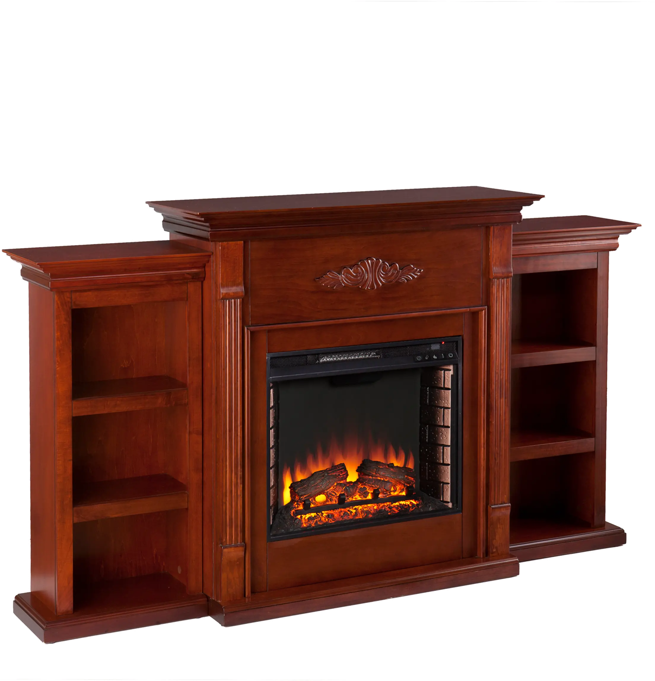 FE8547 Tennyson Mahogany Electric Fireplace Bookcase Mantel-1