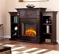 FE8545 Tennyson Espresso Electric Fireplace Bookcase Mantel
