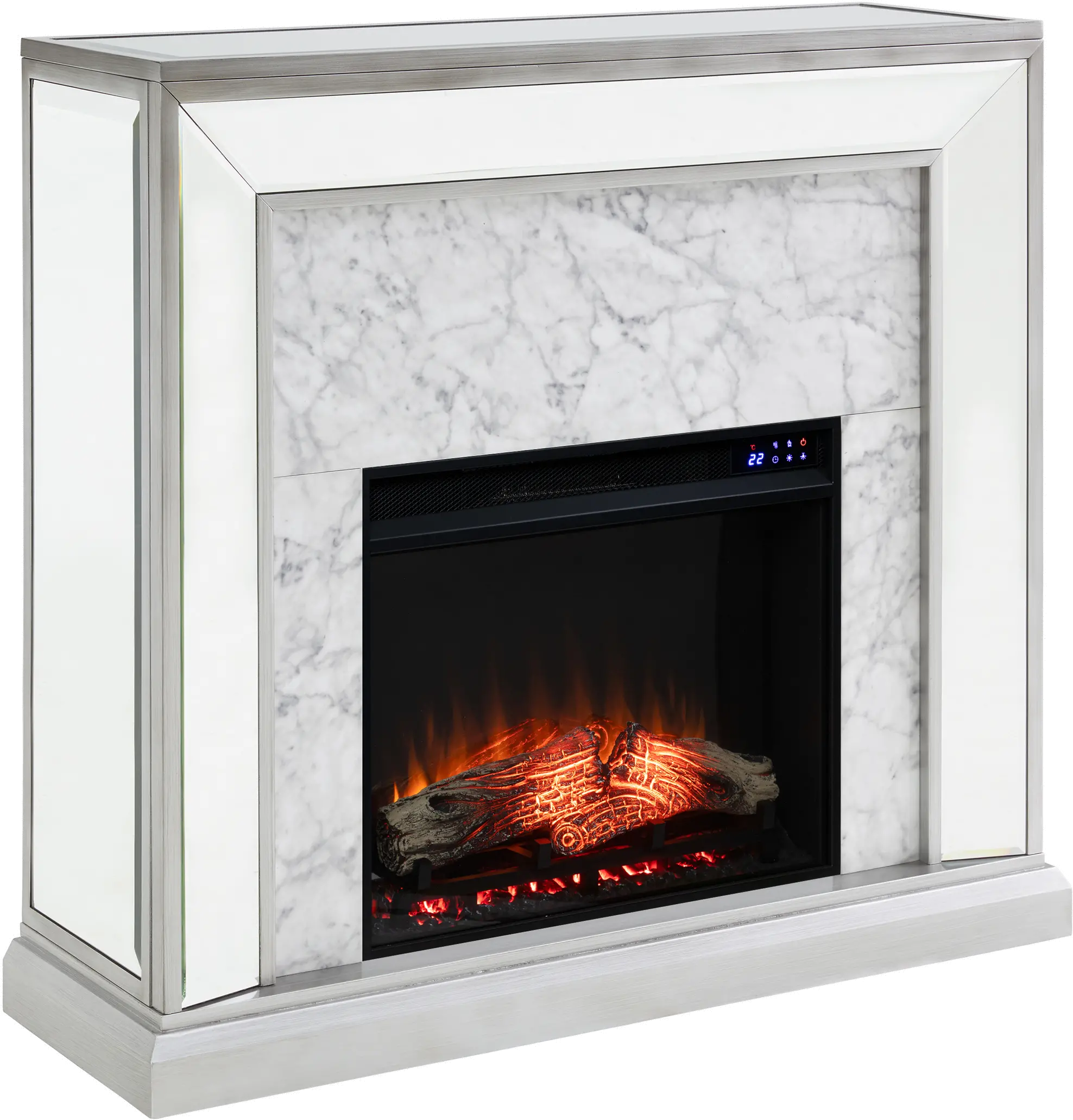 FR1027359 Trandling Silver Mirrored Touch Screen Electric Fireplace-1