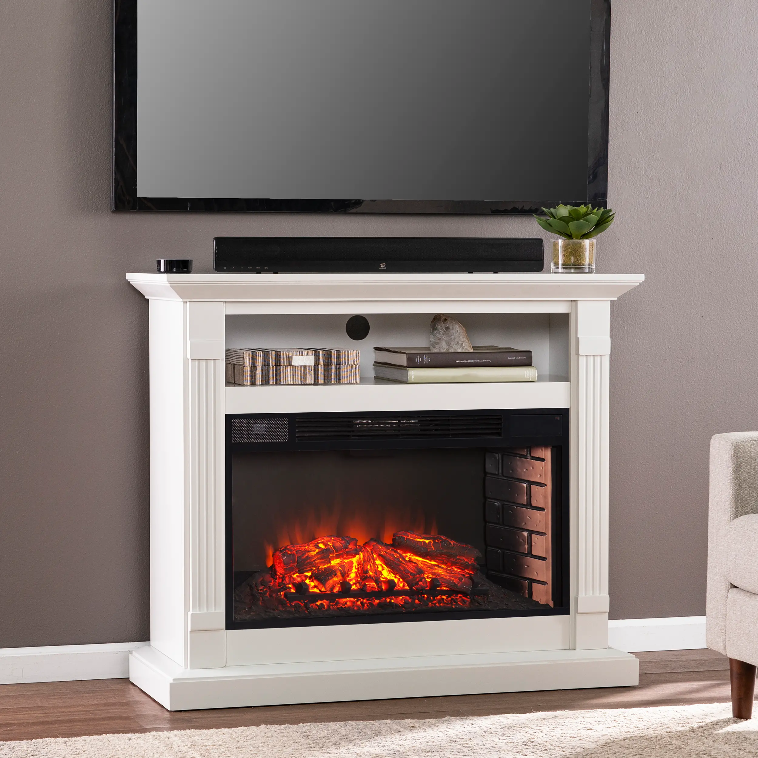 FE1154459 Willarton Gray Widescreen Electric Fireplace Mantel-2