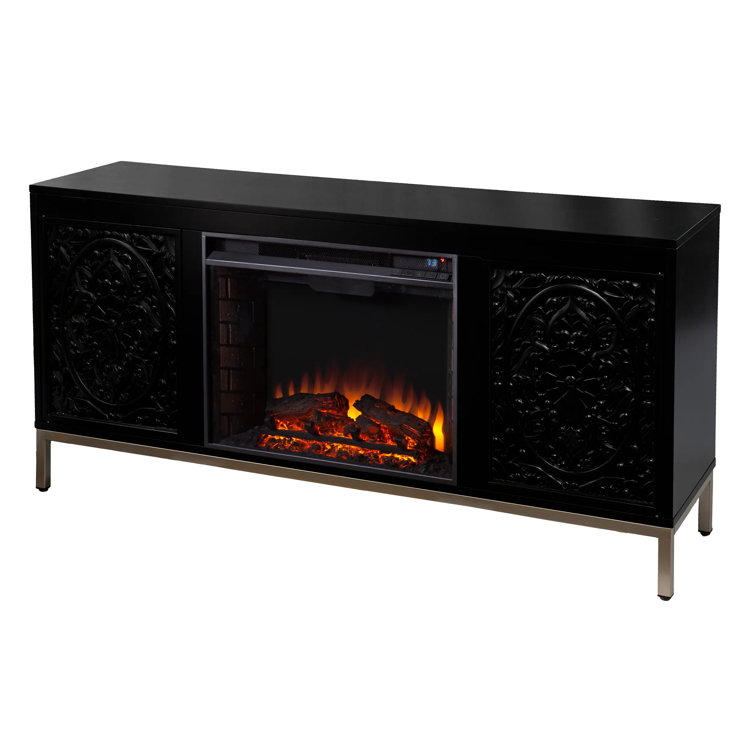 FE1154656 Winsterly Black Electric Fireplace TV Stand with Media Storage-1