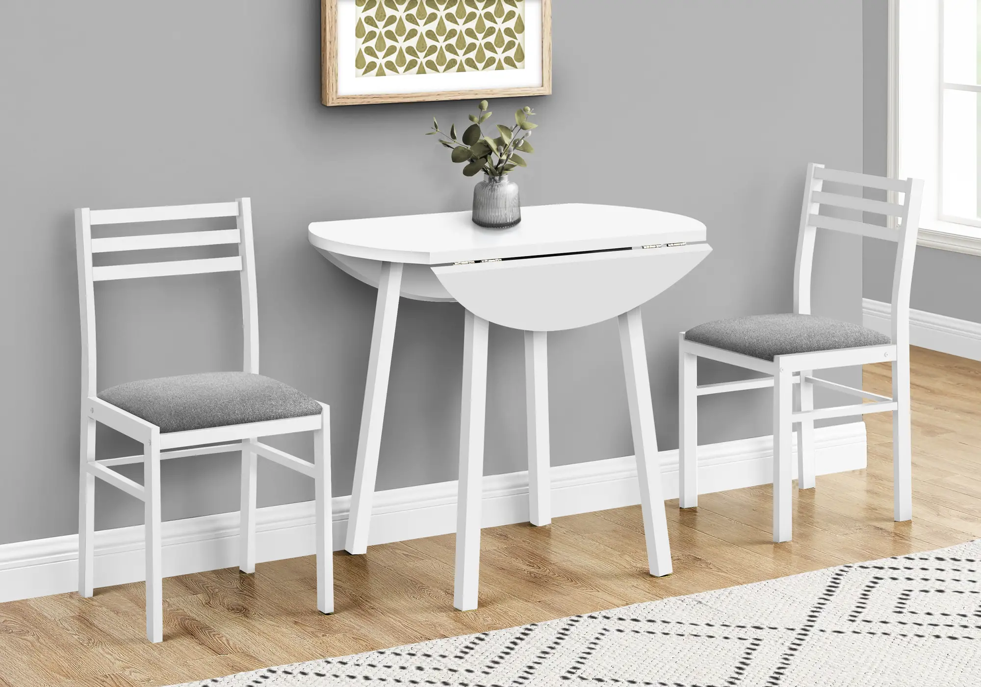 Hadley White 3 Piece Dining Set-1