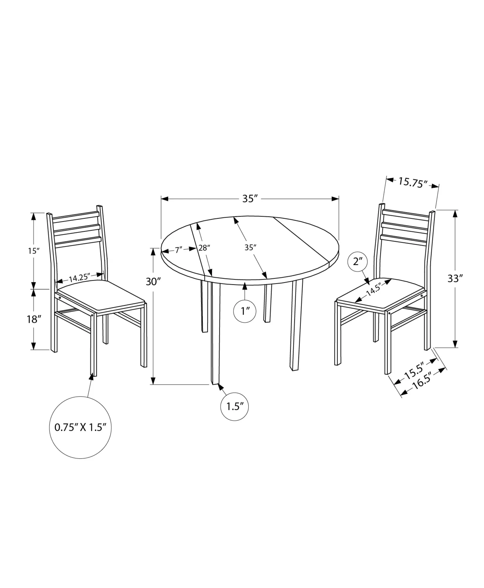 Hadley White 3 Piece Dining Set-7