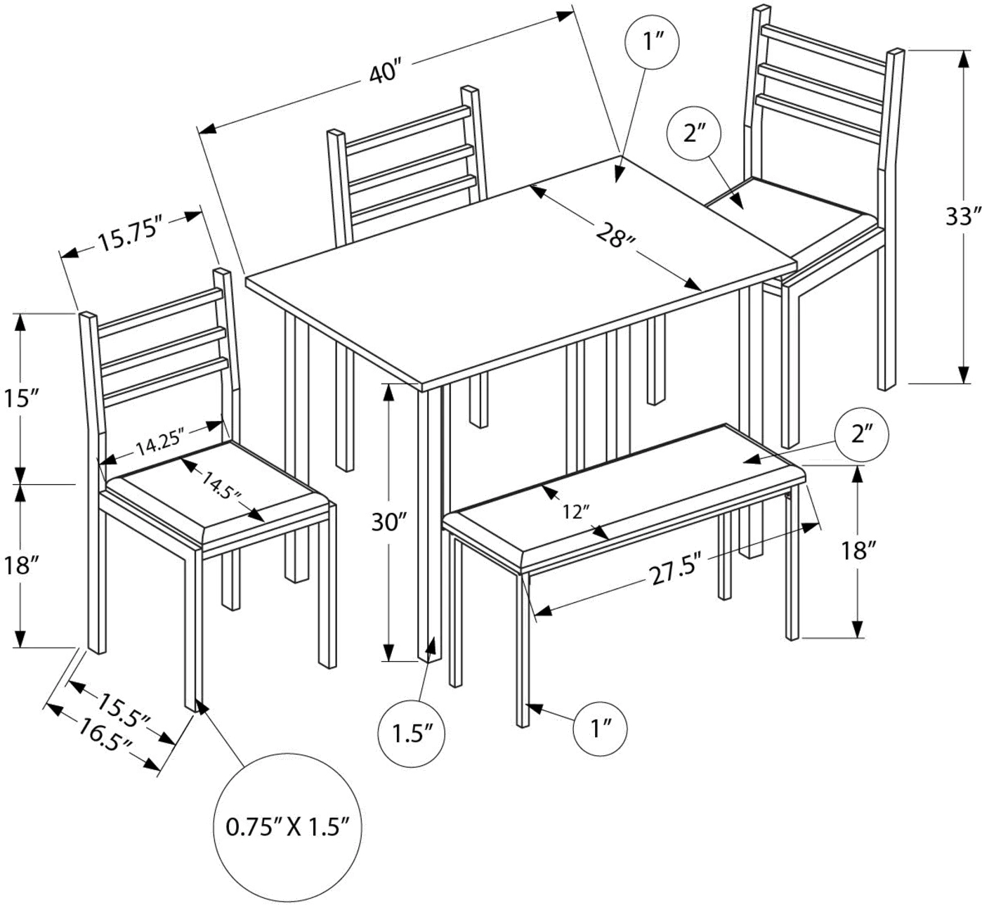Hadley White 5 Piece Dining Set-4