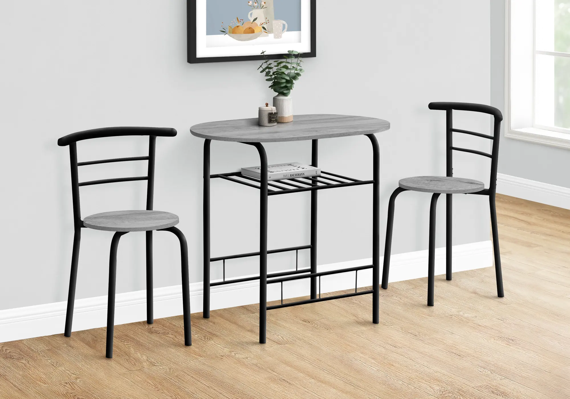 Avery Gray and Black 3 Piece Dining Set-2
