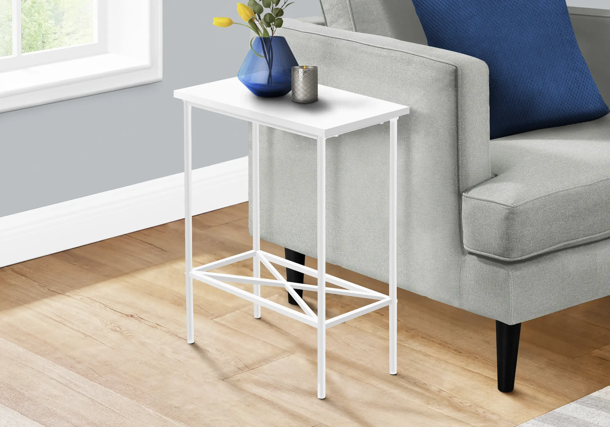 Ava White Metal Accent Table-2