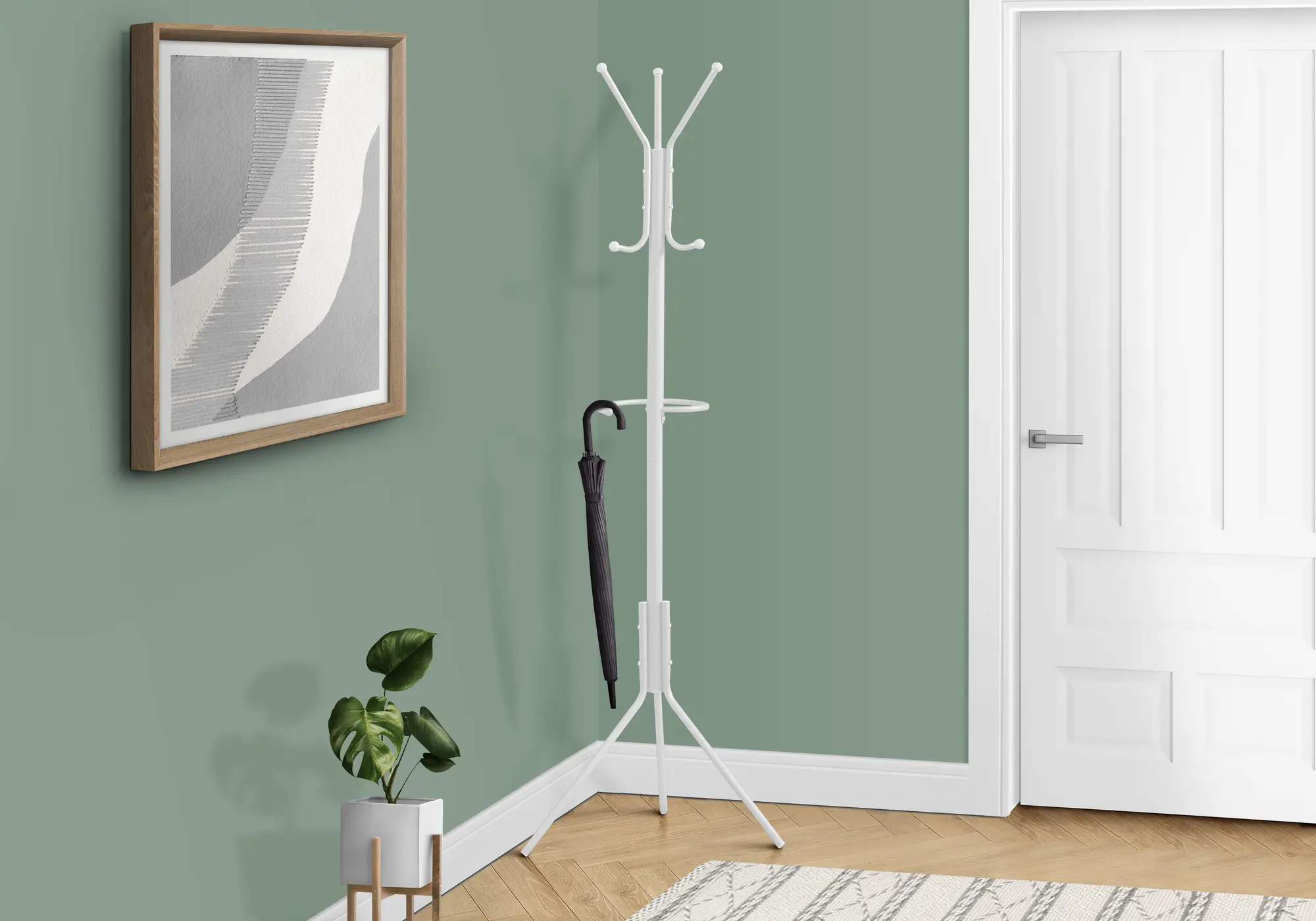 Reign White Metal Coat Rack Hall Tree-2