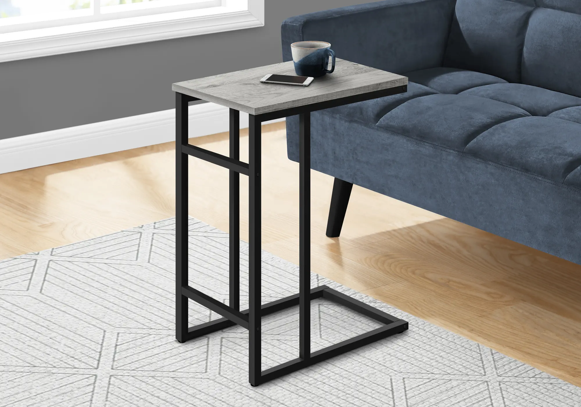 Samantha Gray and Black Metal C-Shaped Accent Table-2