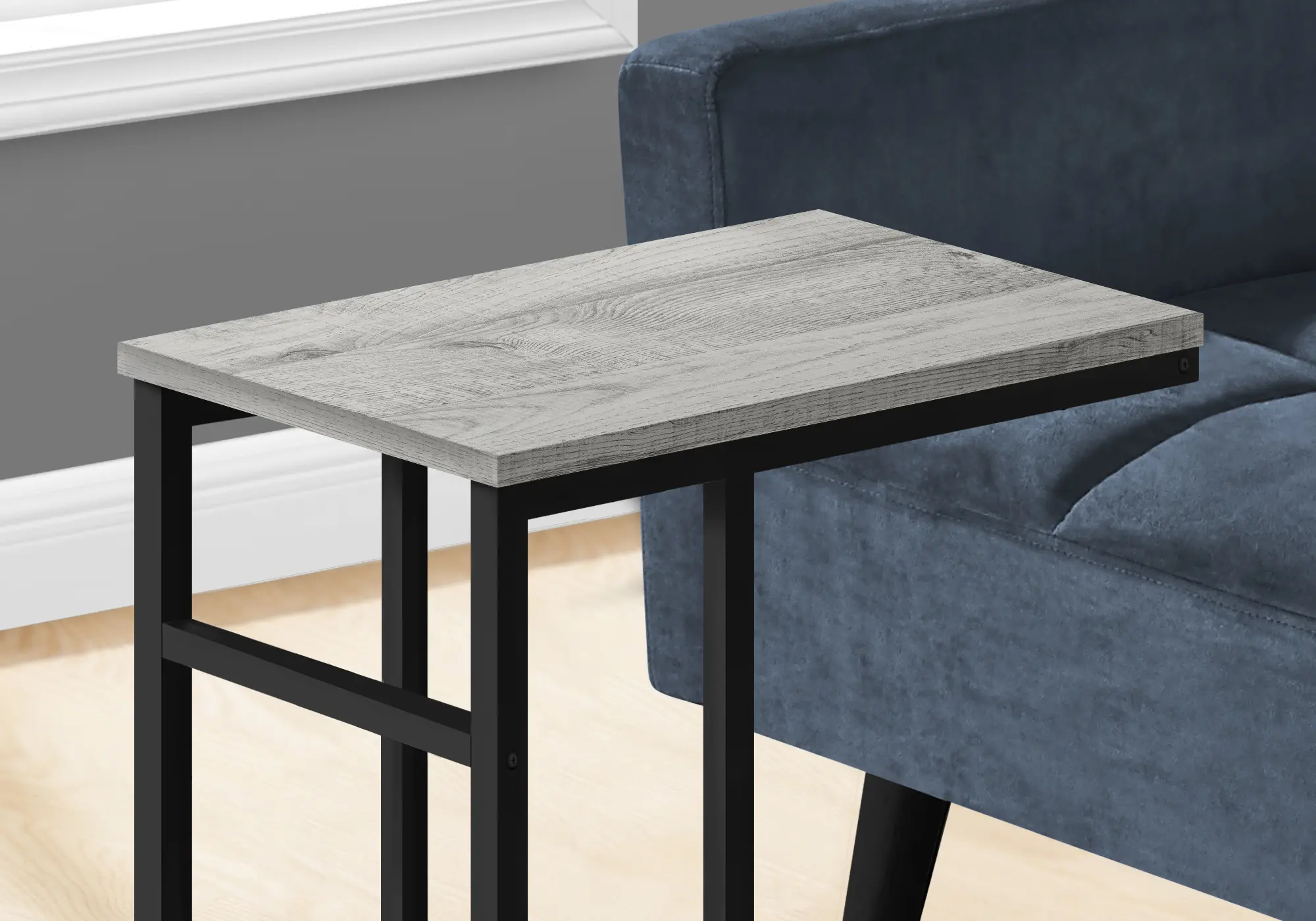 Samantha Gray and Black Metal C-Shaped Accent Table-3