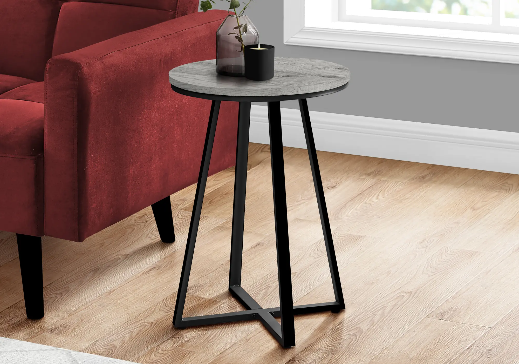 Elissa Gray and Black Round Side Table-1