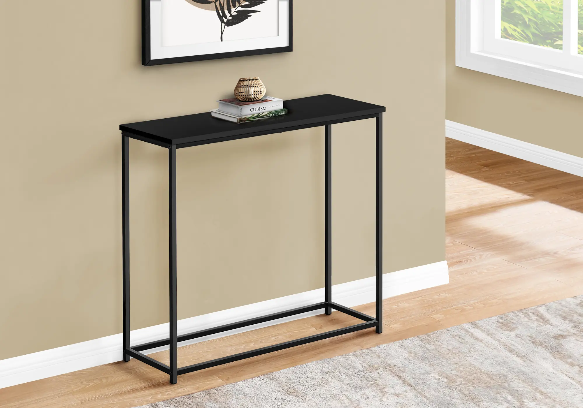 Blaine Gray and Black Narrow Console Table-2