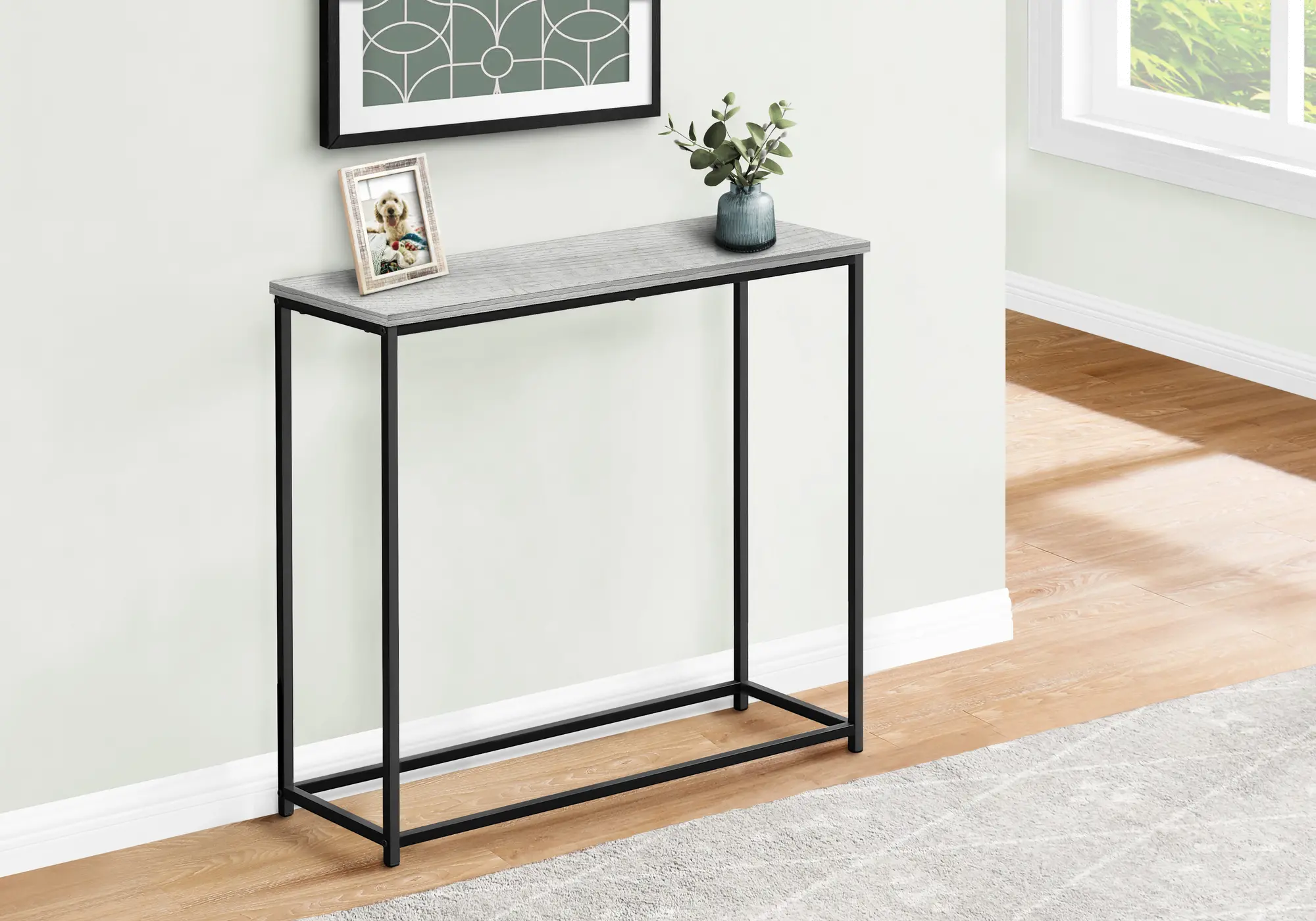 Blaine Gray and Black Narrow Console Table-2