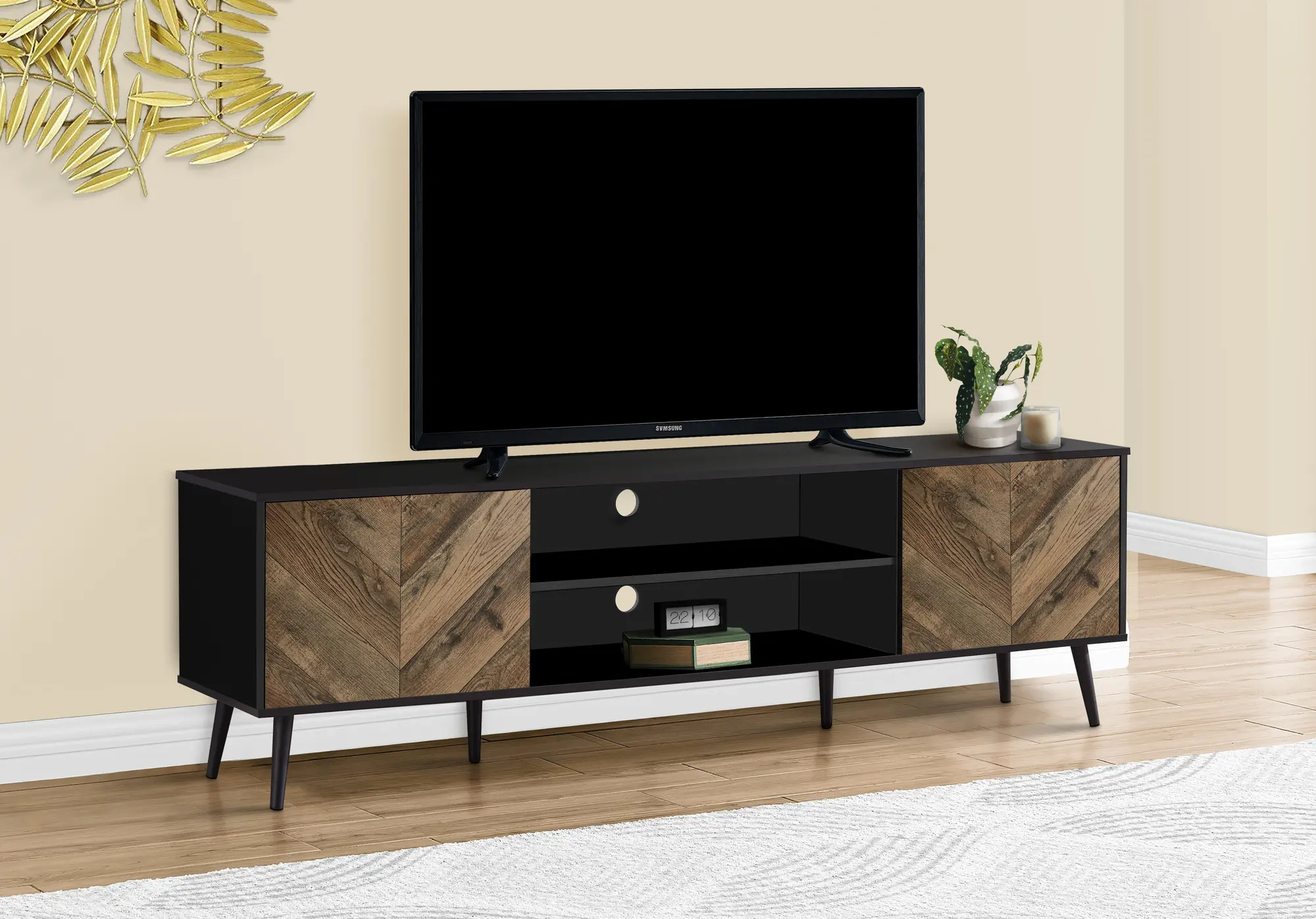 Heather Dark Brown and Black 72  TV Stand-2