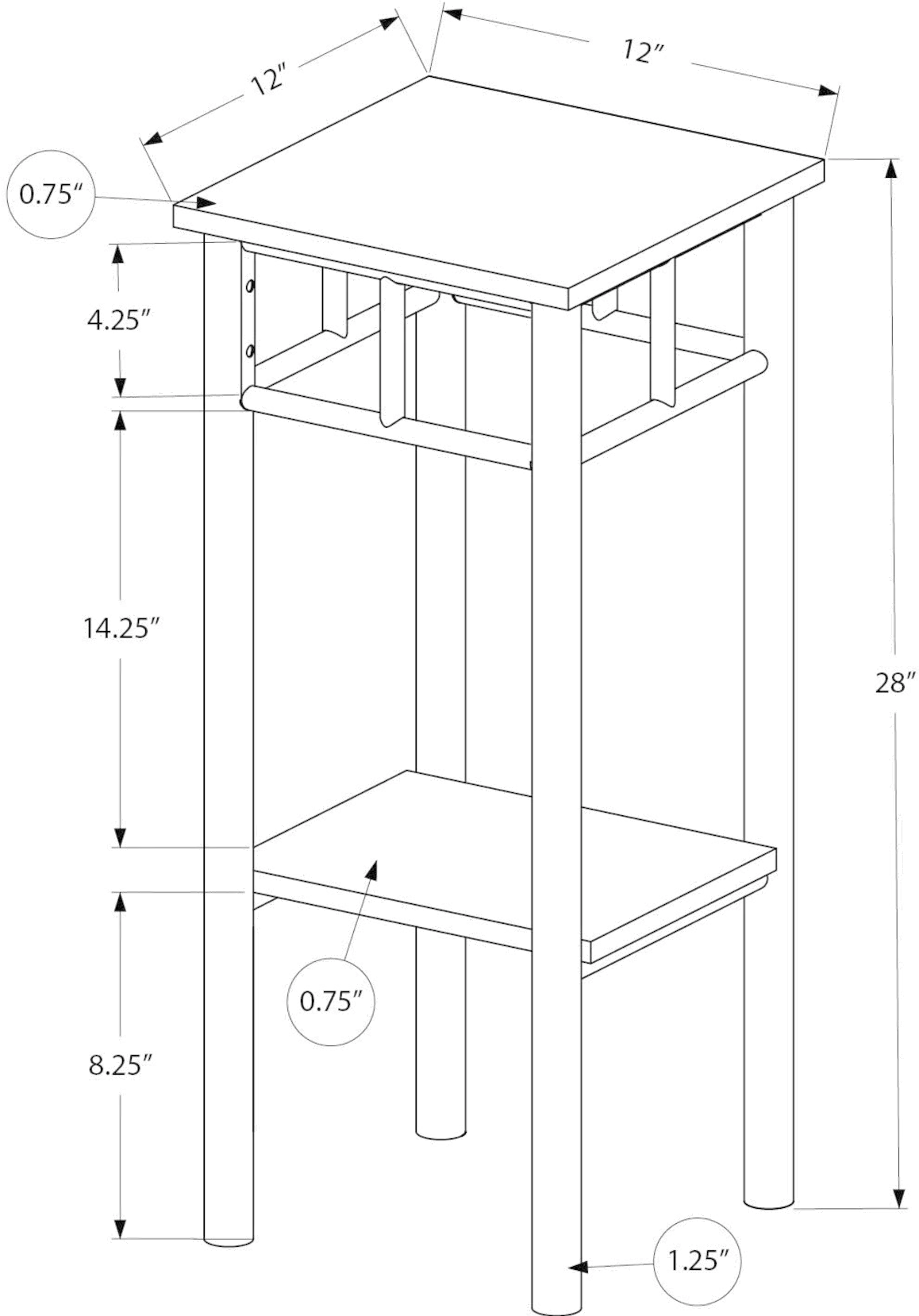 Belle Black Contemporary Accent Table-4