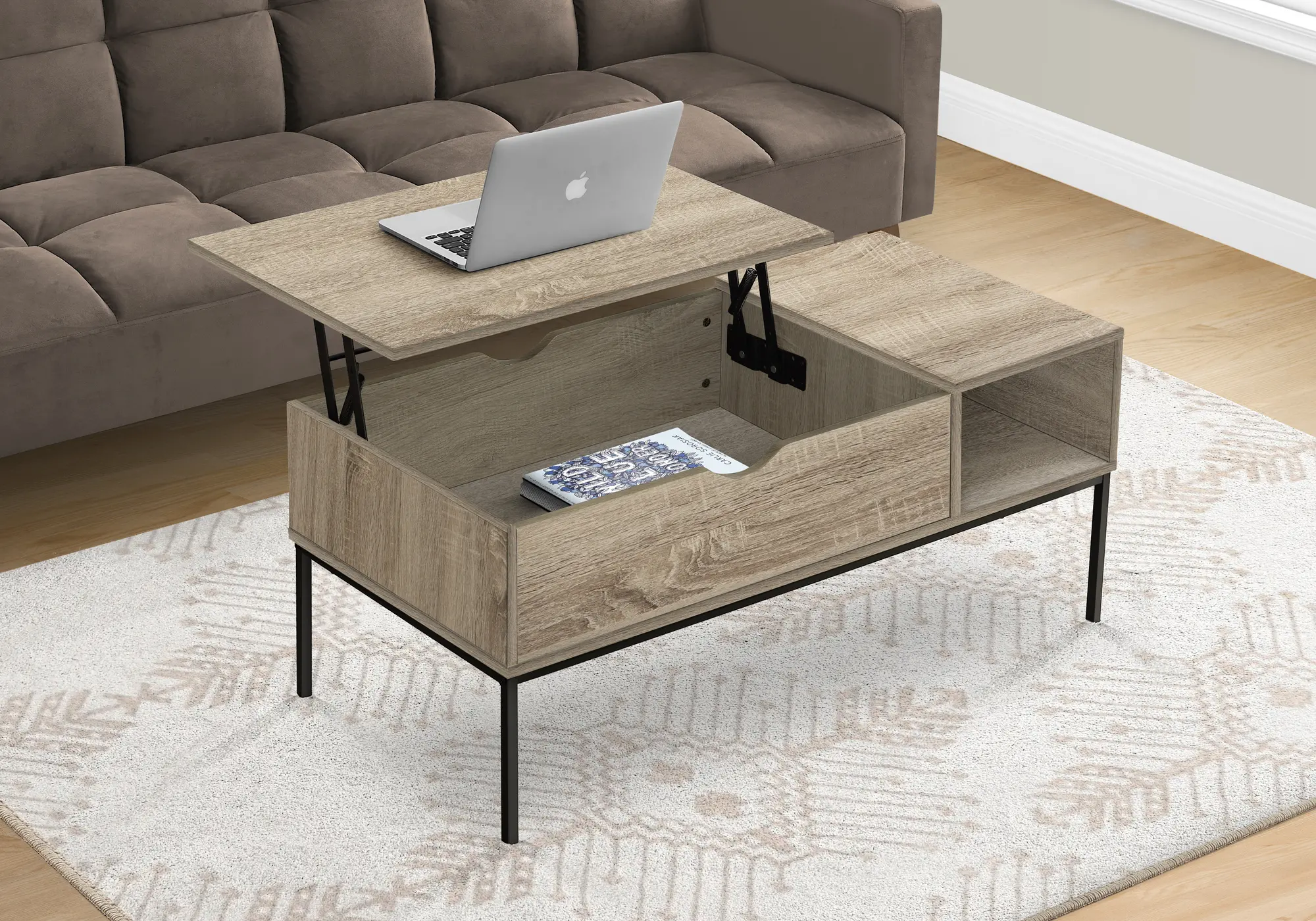 Landon Taupe Lift-Top Coffee Table-2