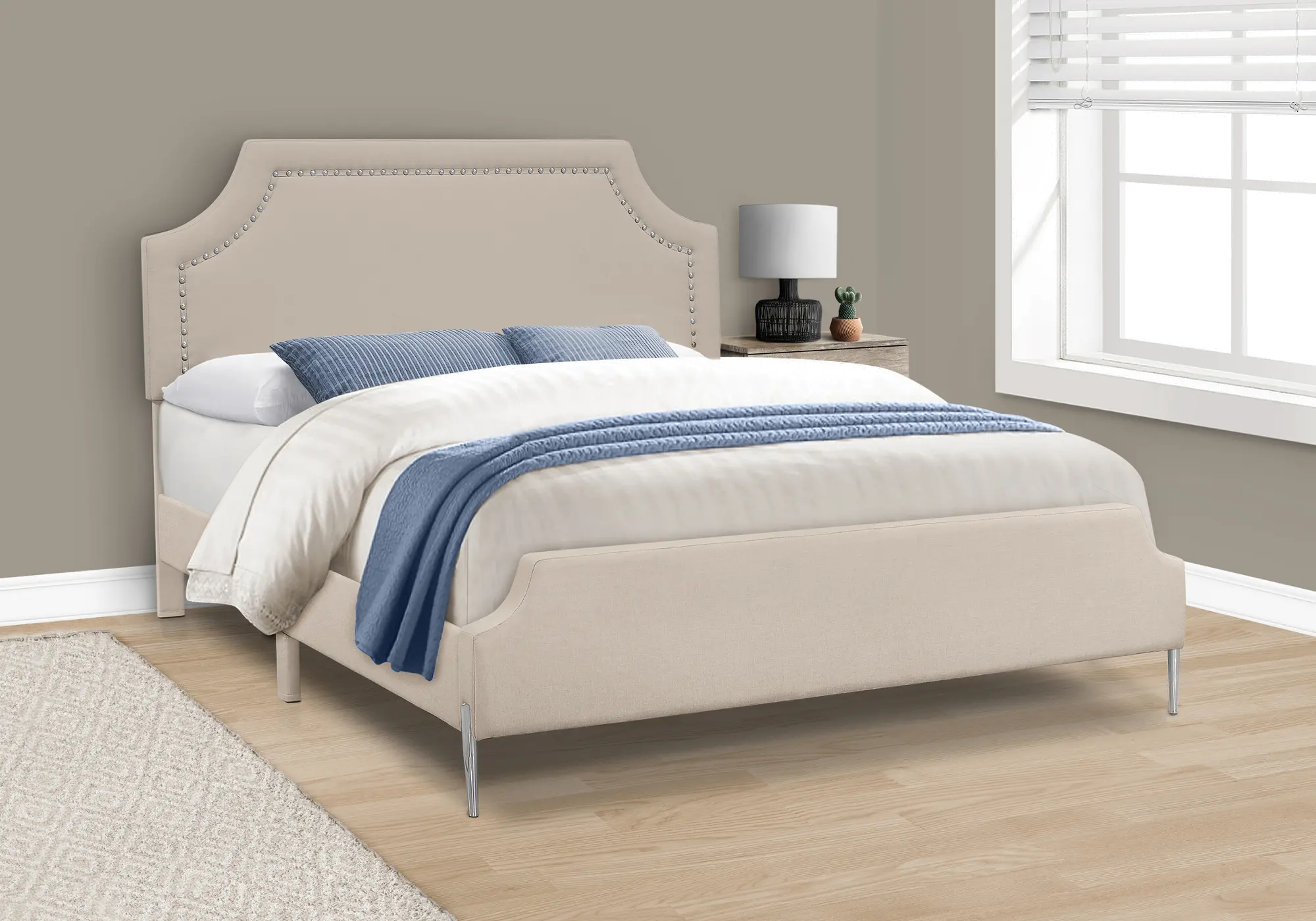 Liza Beige Queen Upholstered Bed-2