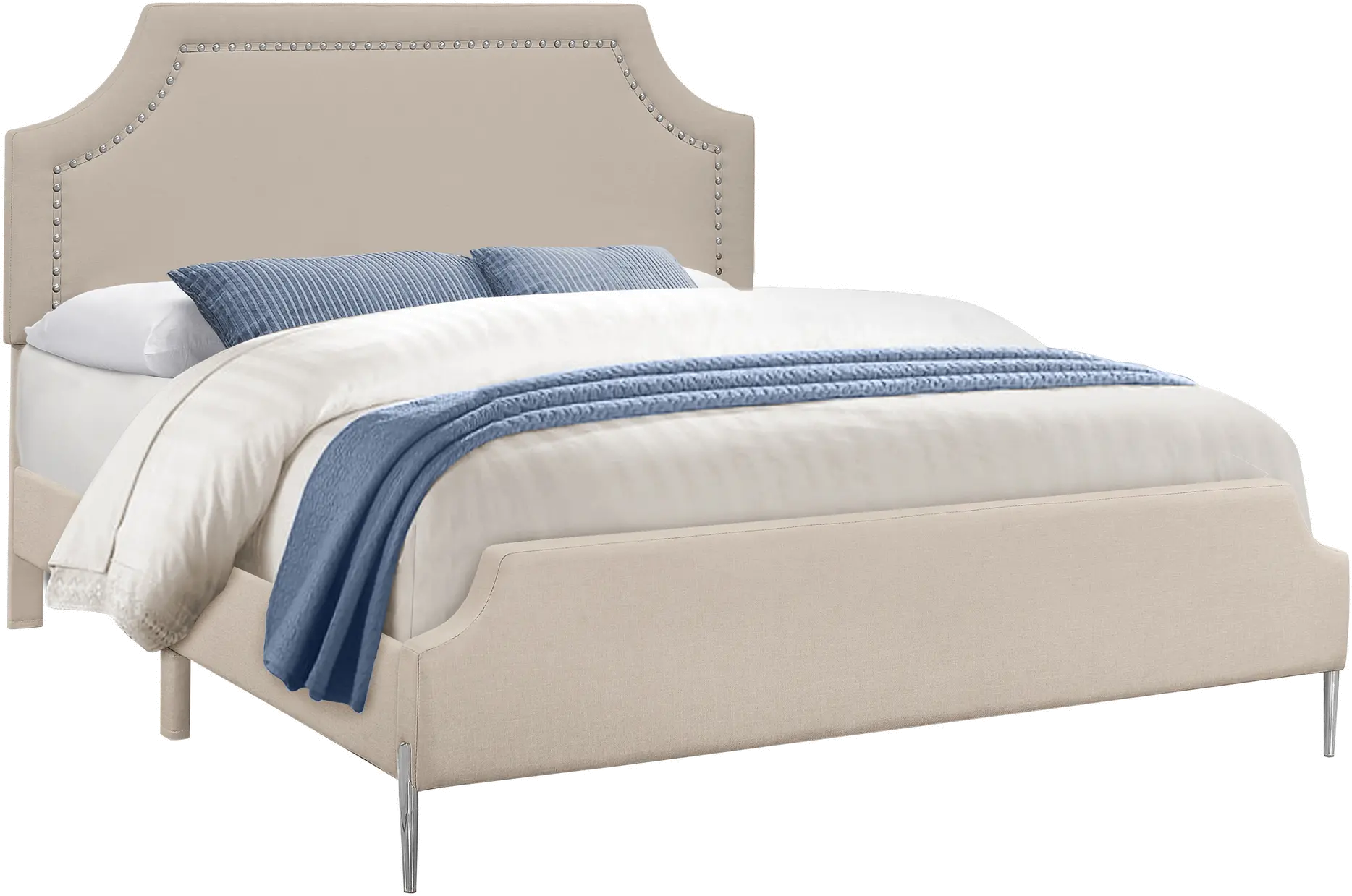 Liza Beige Queen Upholstered Bed-1