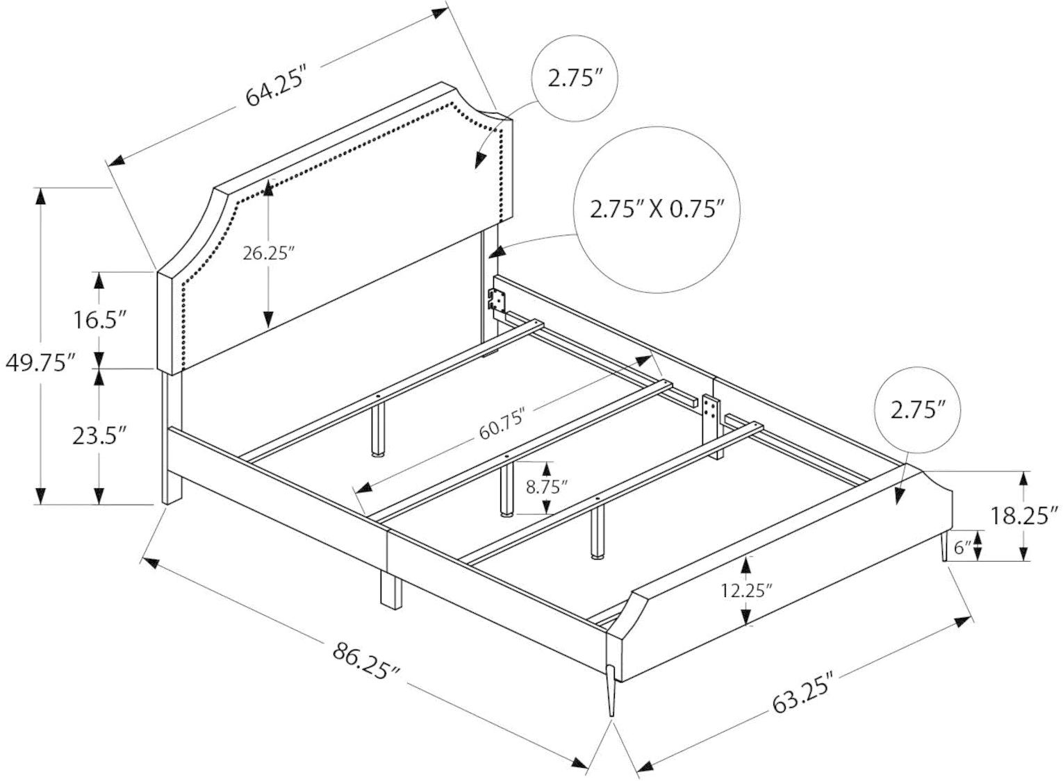 Liza Beige Queen Upholstered Bed-4