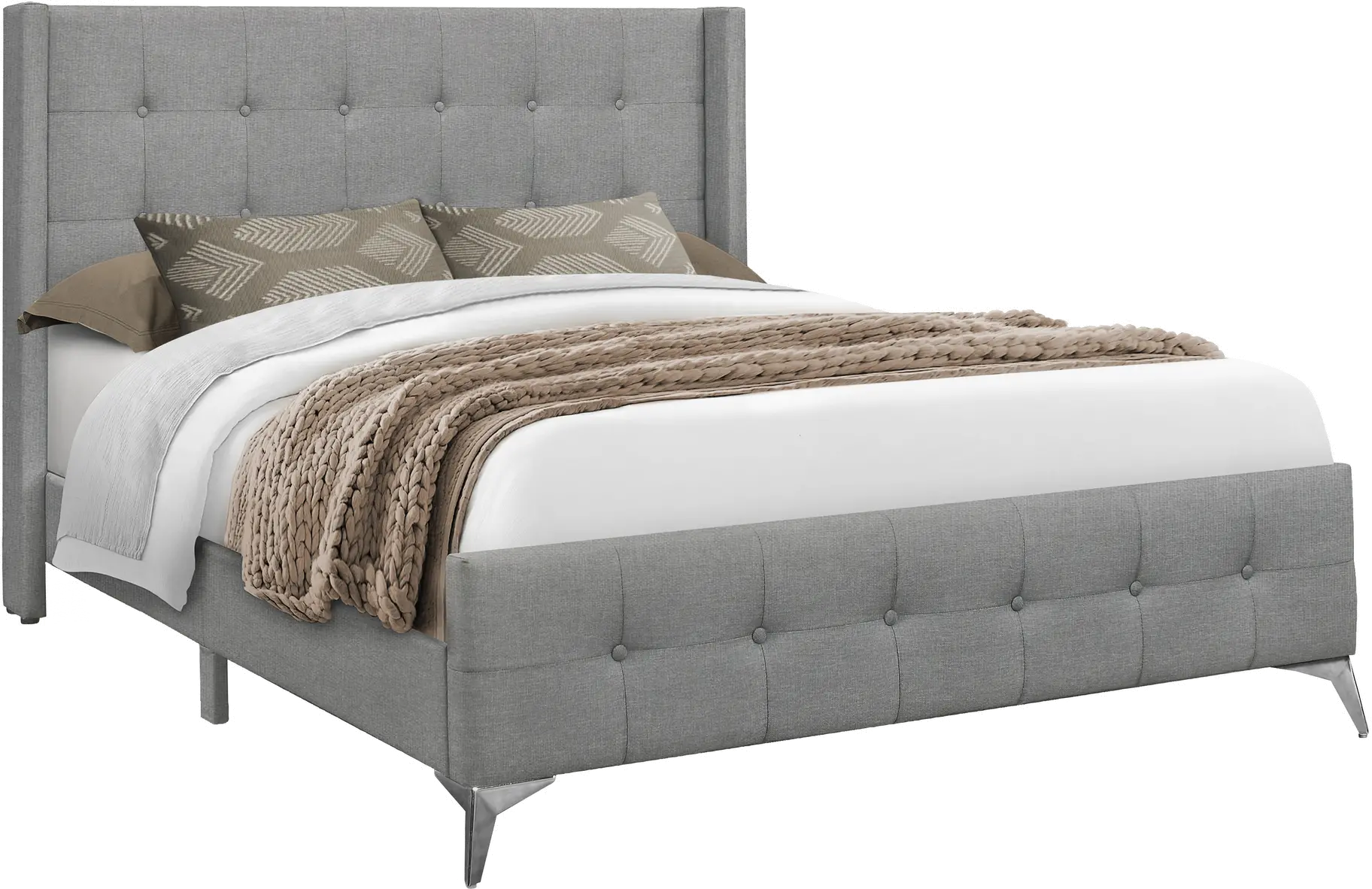 Chadley Gray Linen Upholstered Queen Bed-1