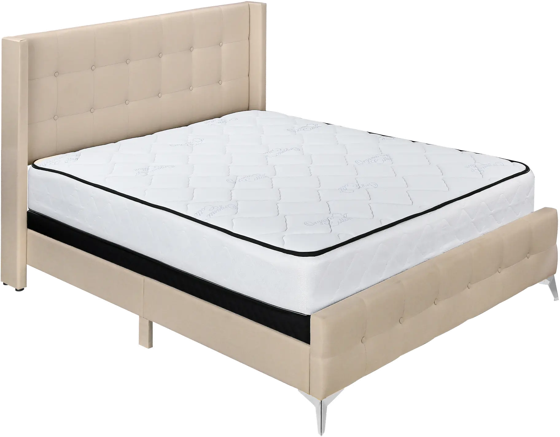 Chadley Beige Linen Upholstered Queen Bed-1