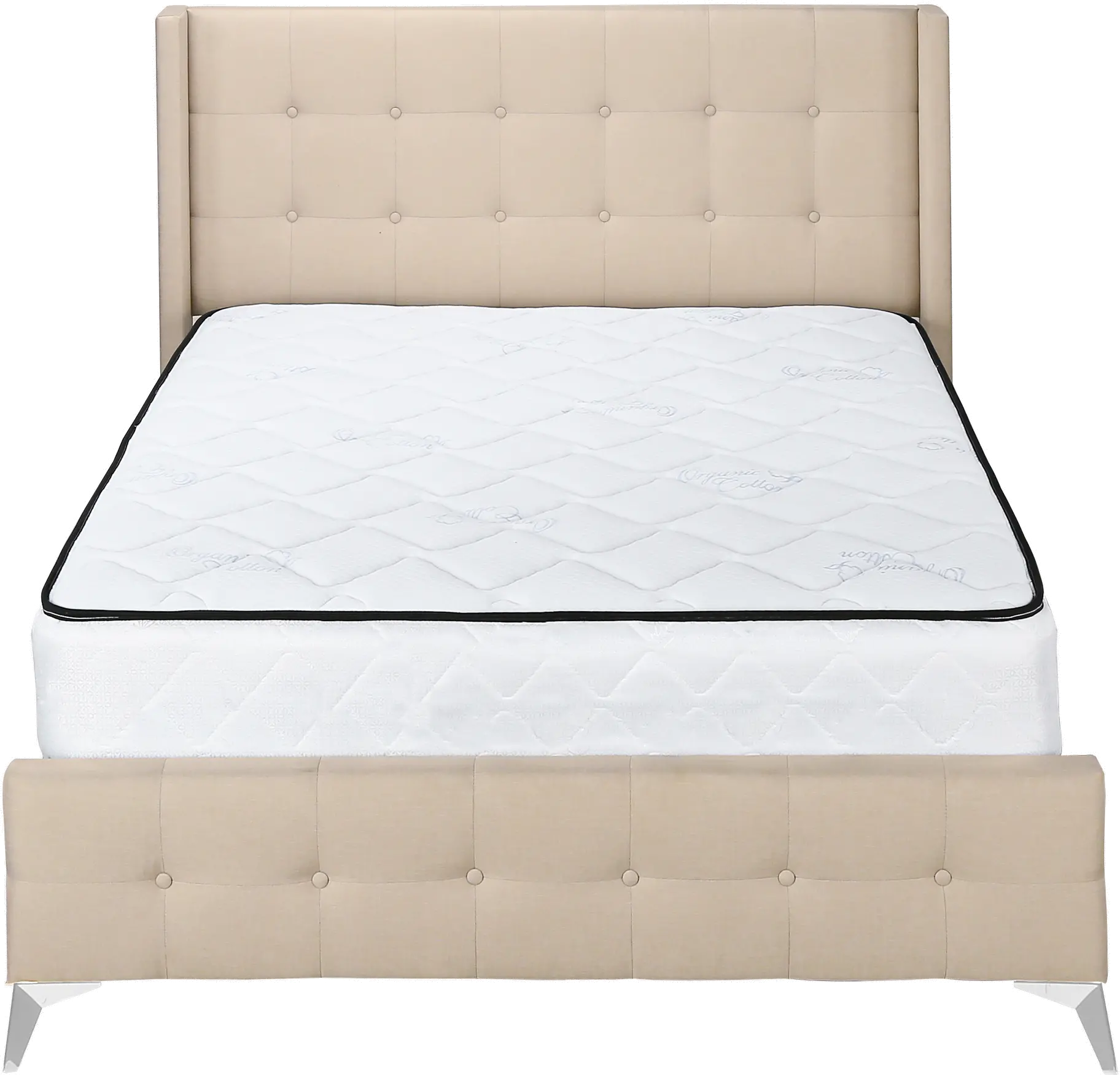 Chadley Beige Linen Upholstered Queen Bed-3