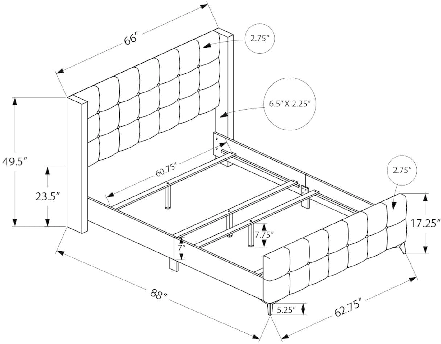 Chadley Beige Linen Upholstered Queen Bed-6