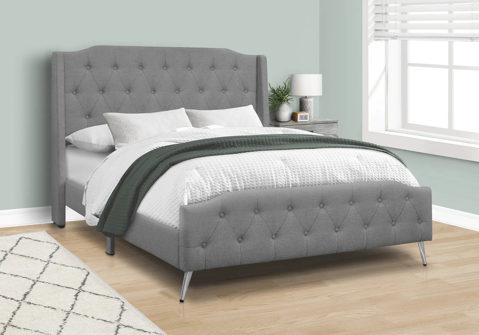Grace Gray Queen Upholstered Bed-2