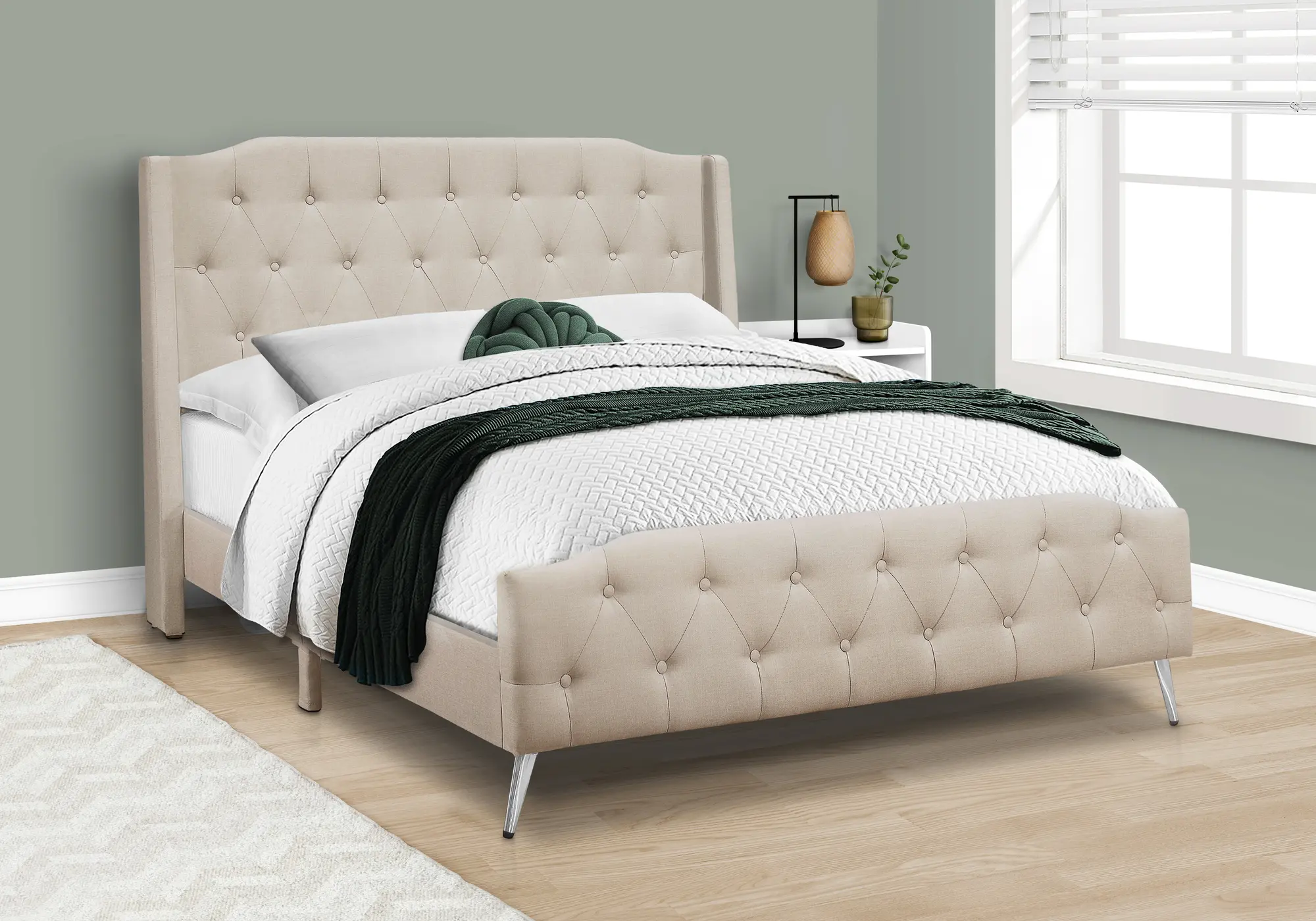 Grace Beige Upholstered Queen Bed-2