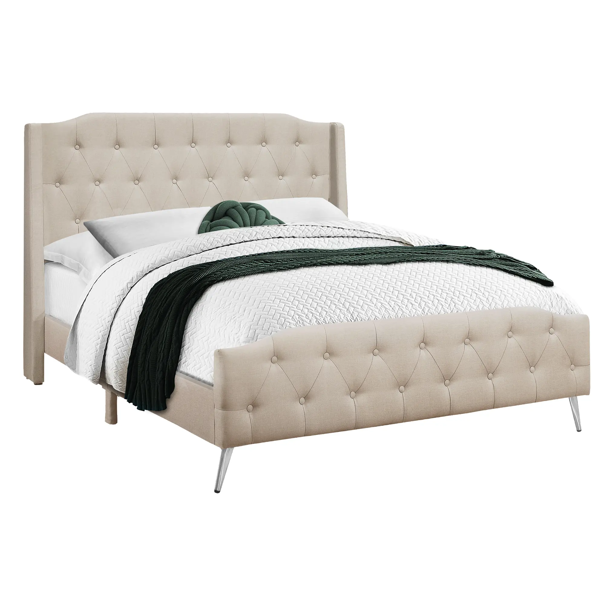 Grace Beige Upholstered Queen Bed-1