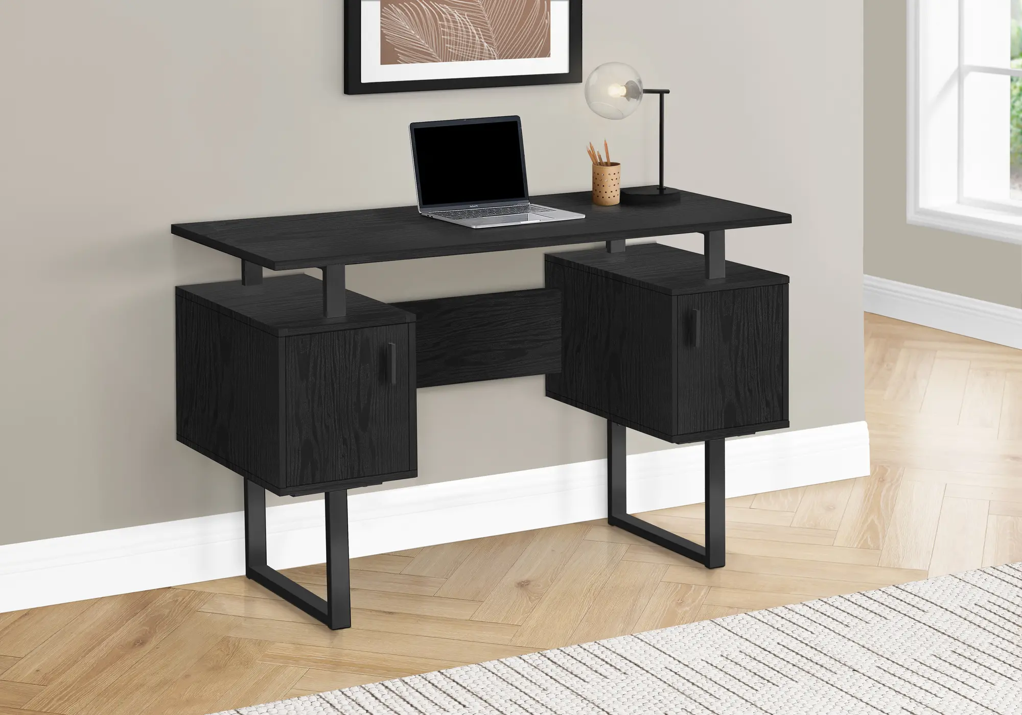 Billie Black 48-Inch Modern Office Desk-2