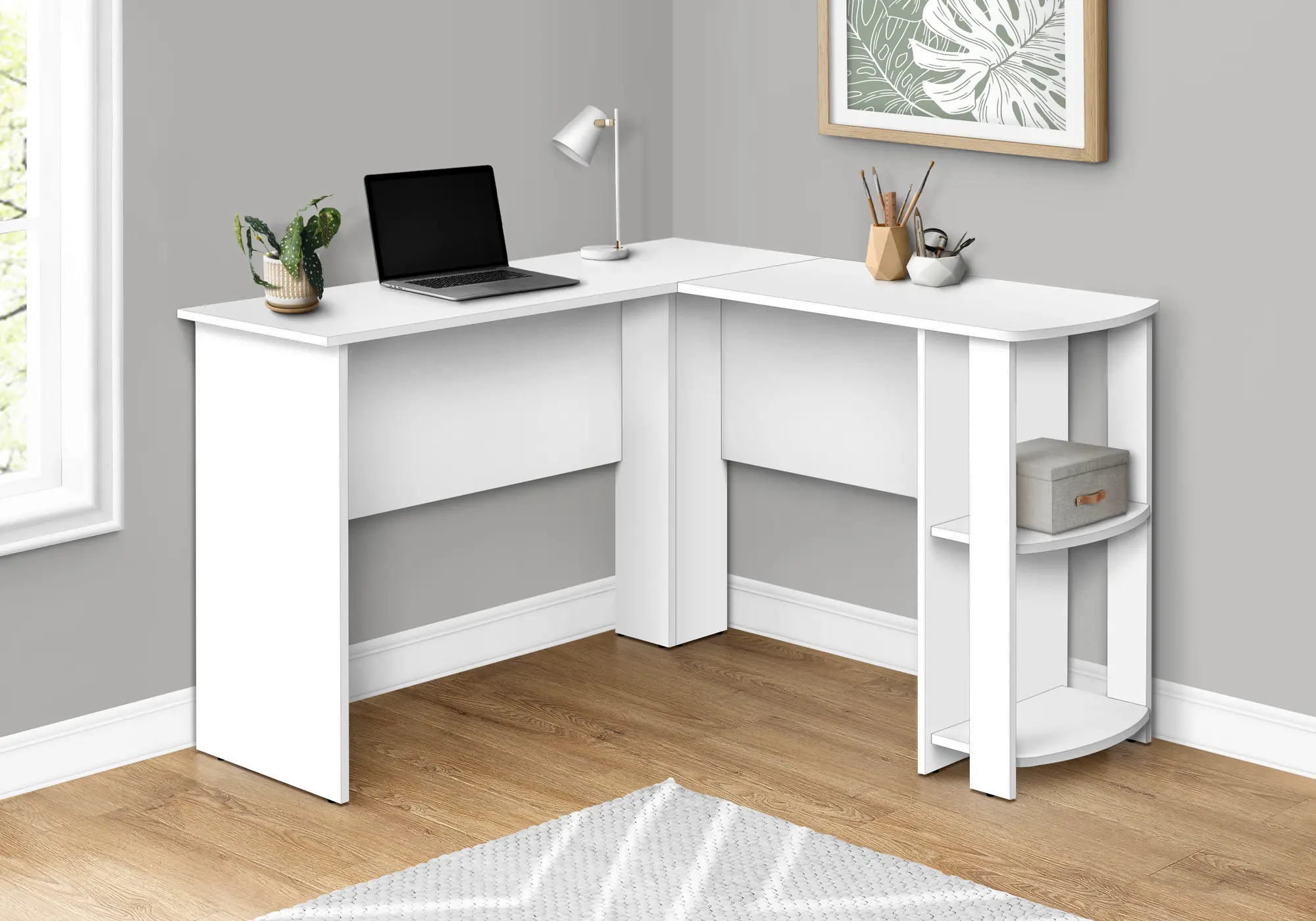 White 48-Inch Modern Corner Office Desk-2