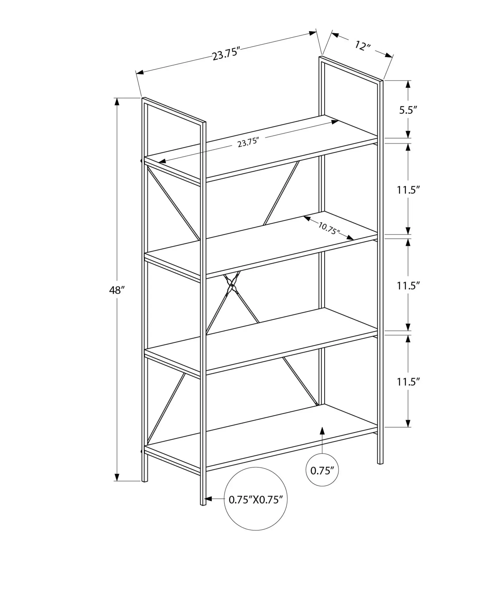 Winston 48  Brown Modern Bookshelf-6