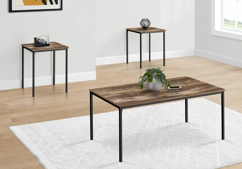 Carly Brown 3 Piece Living Room Table Set