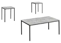 Carly Gray and Black Tables, Set of 3