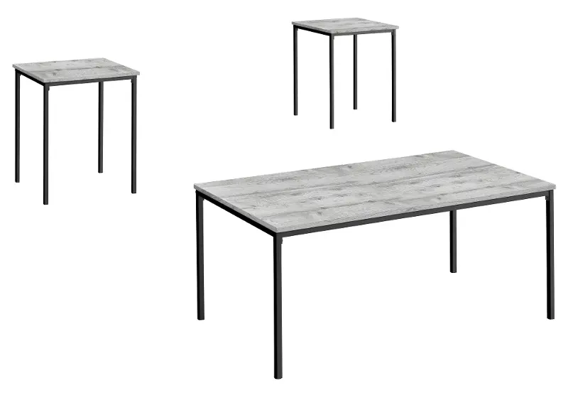 Carly Gray and Black Tables, Set of 3