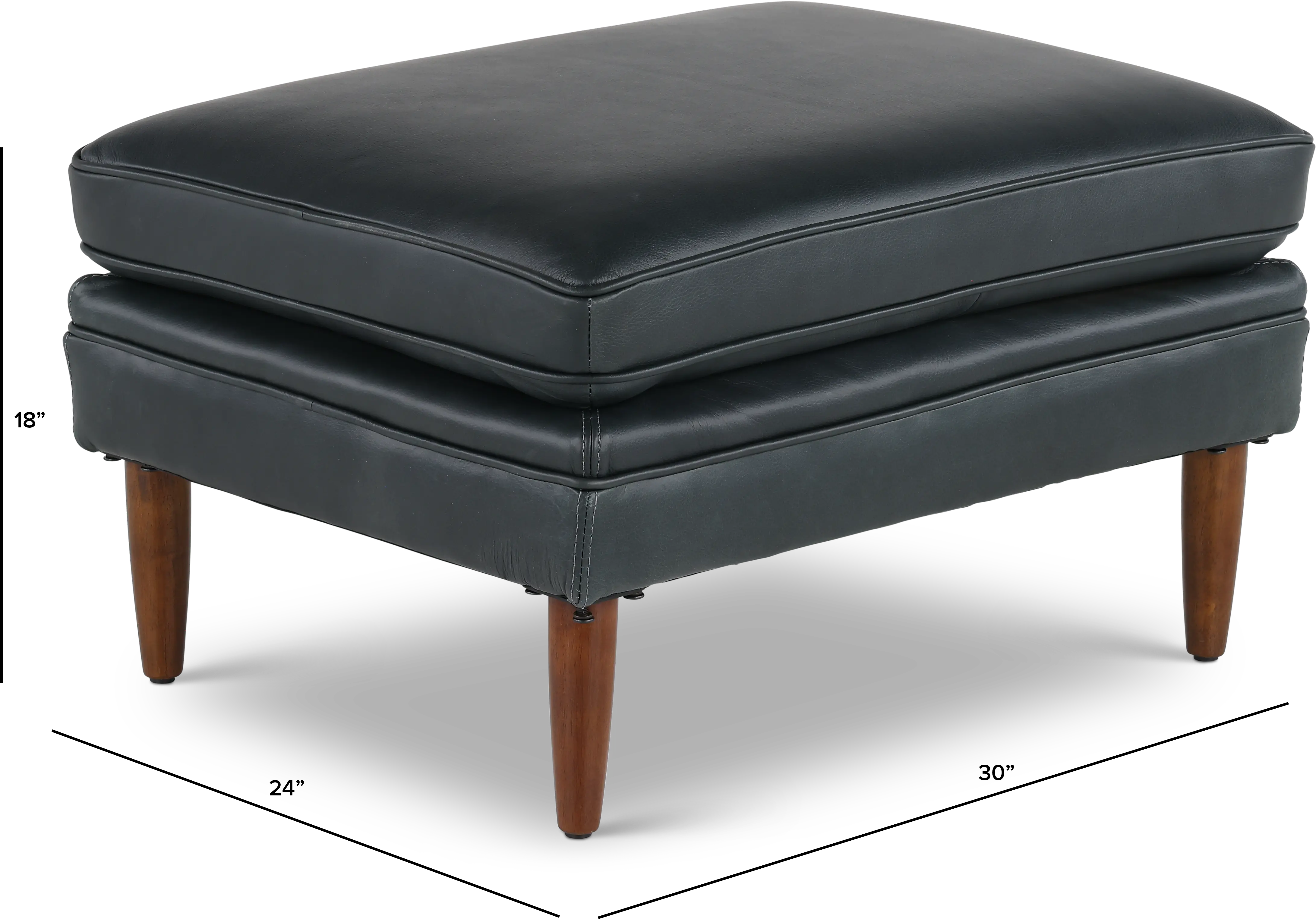 Volcano Blue Leather Ottoman-3