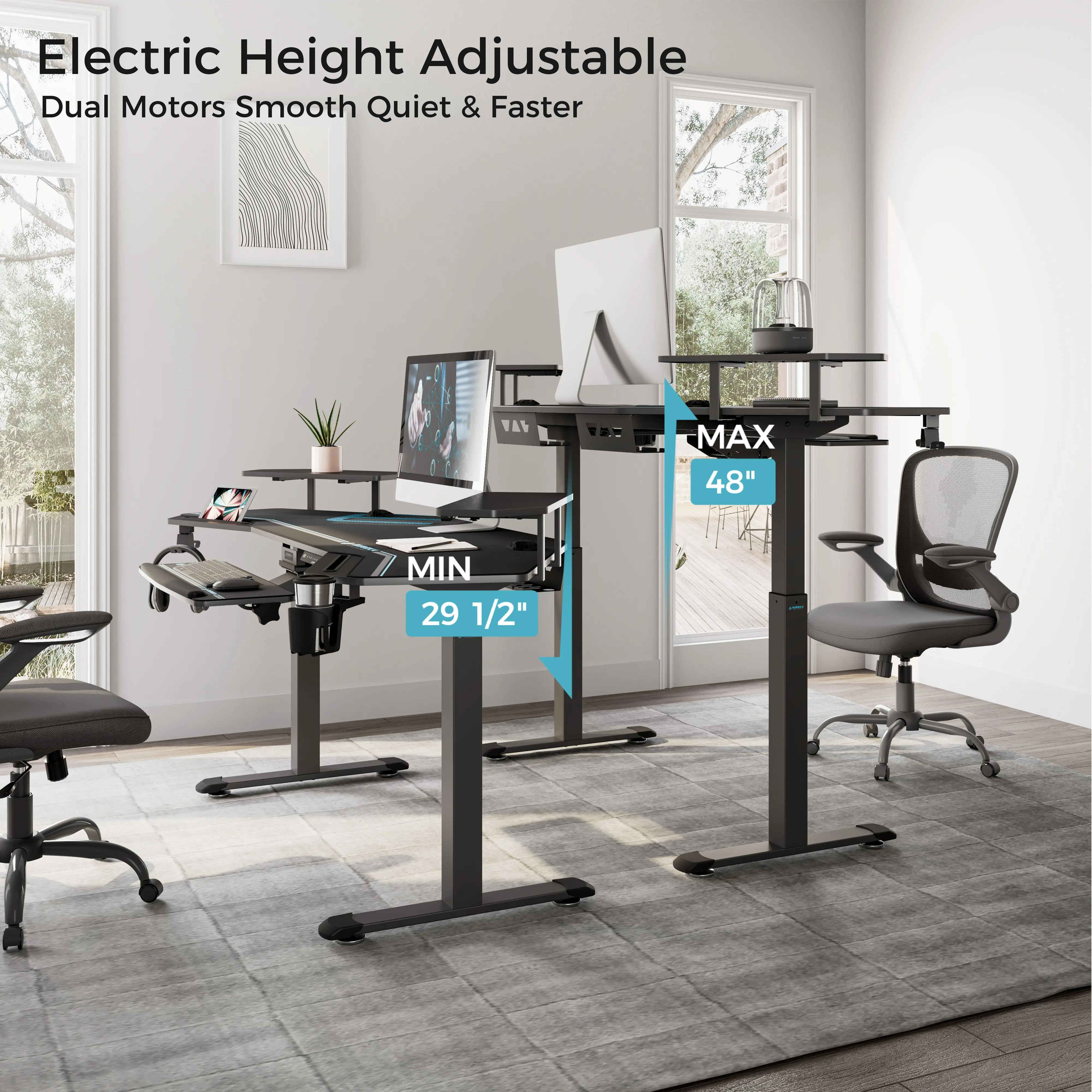 Aero Wing Black Modern Standing Desk-3