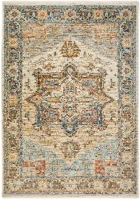 BE2RW5X8 Bergama 5 x 8 Riverview Blue Area Rug