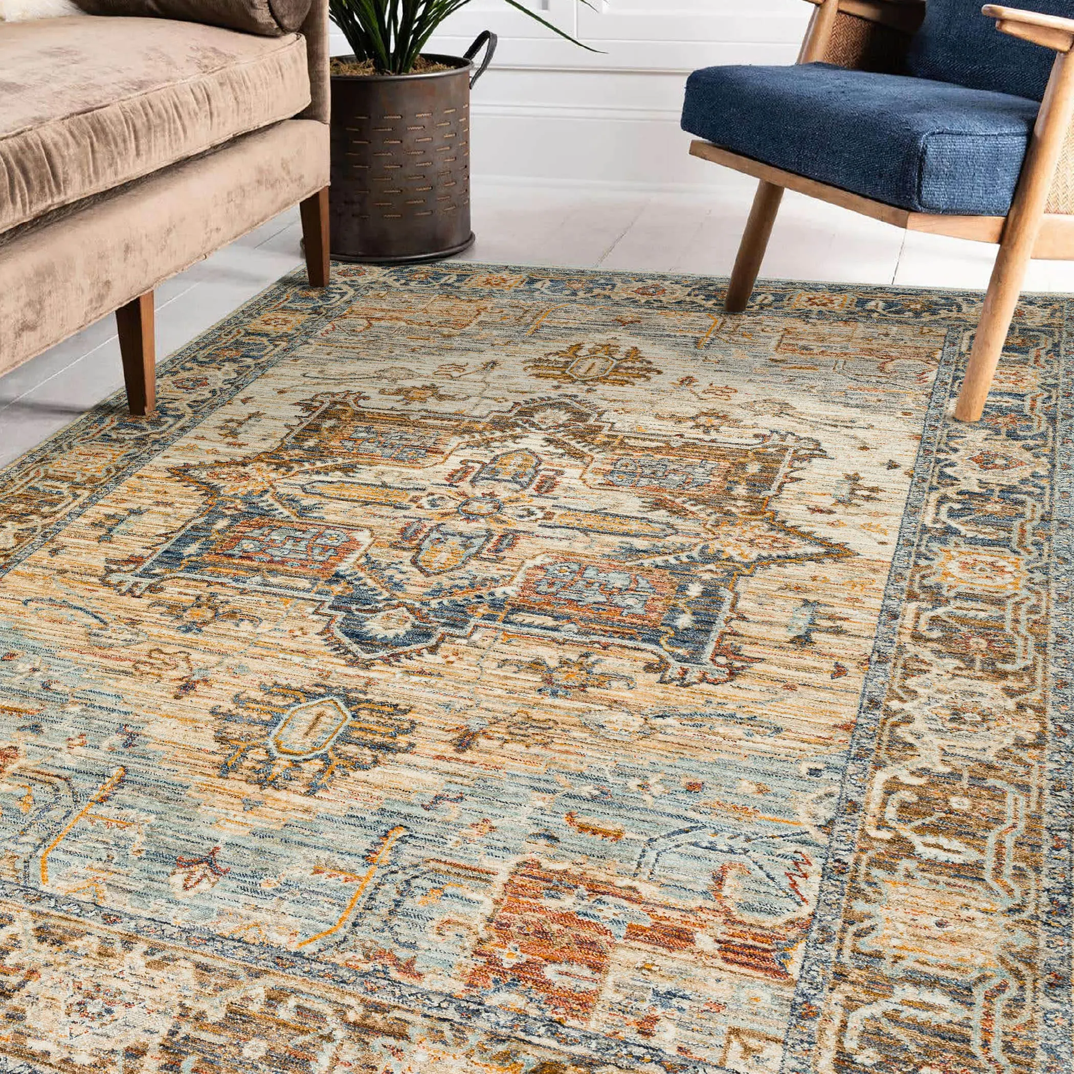 BE2RW8X10 Bergama 8 x 10 Riverview Blue Area Rug-3