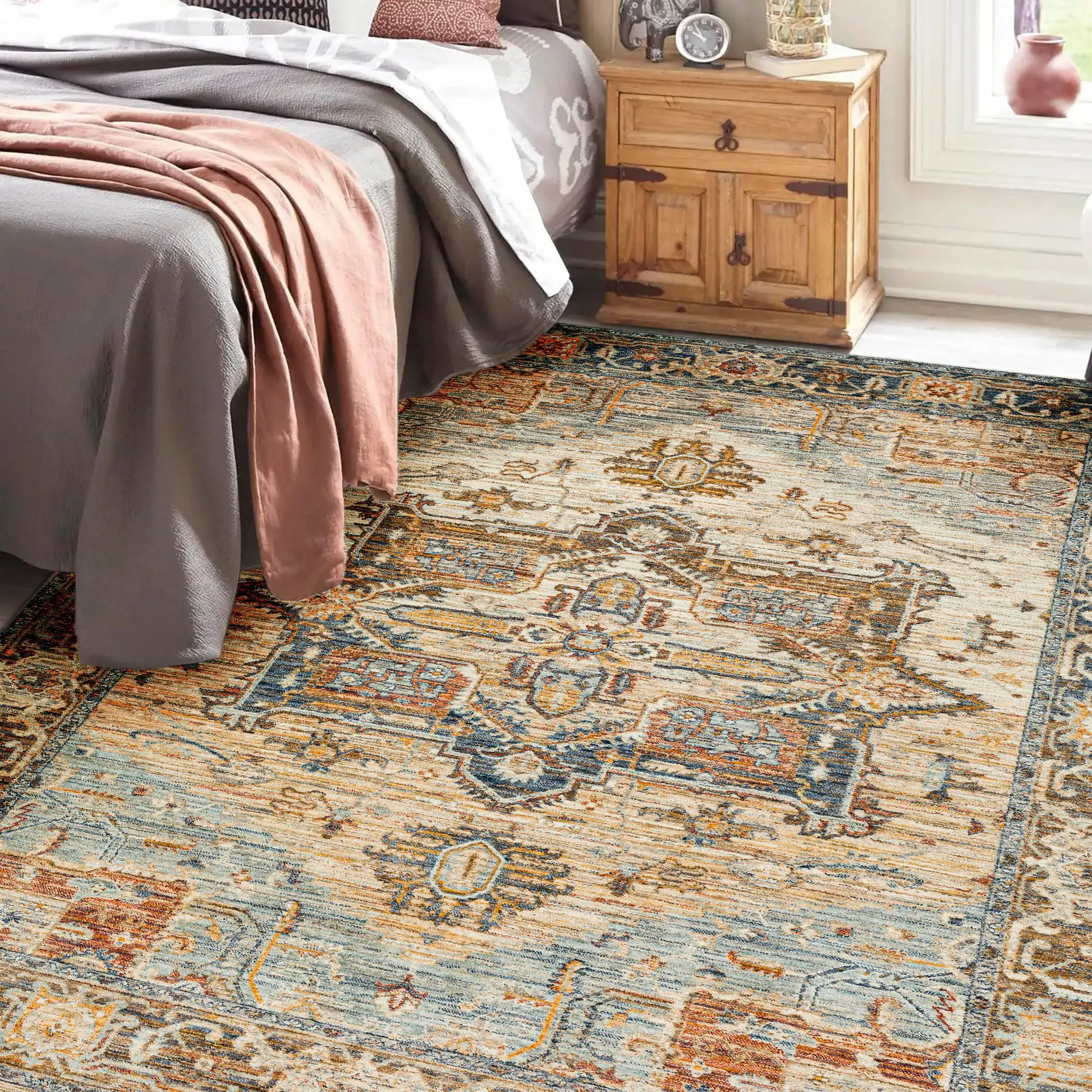 BE2RW8X10 Bergama 8 x 10 Riverview Blue Area Rug-4