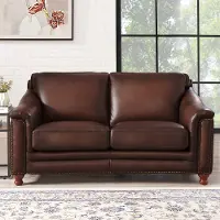 Billingham Caramel Brown Leather Loveseat